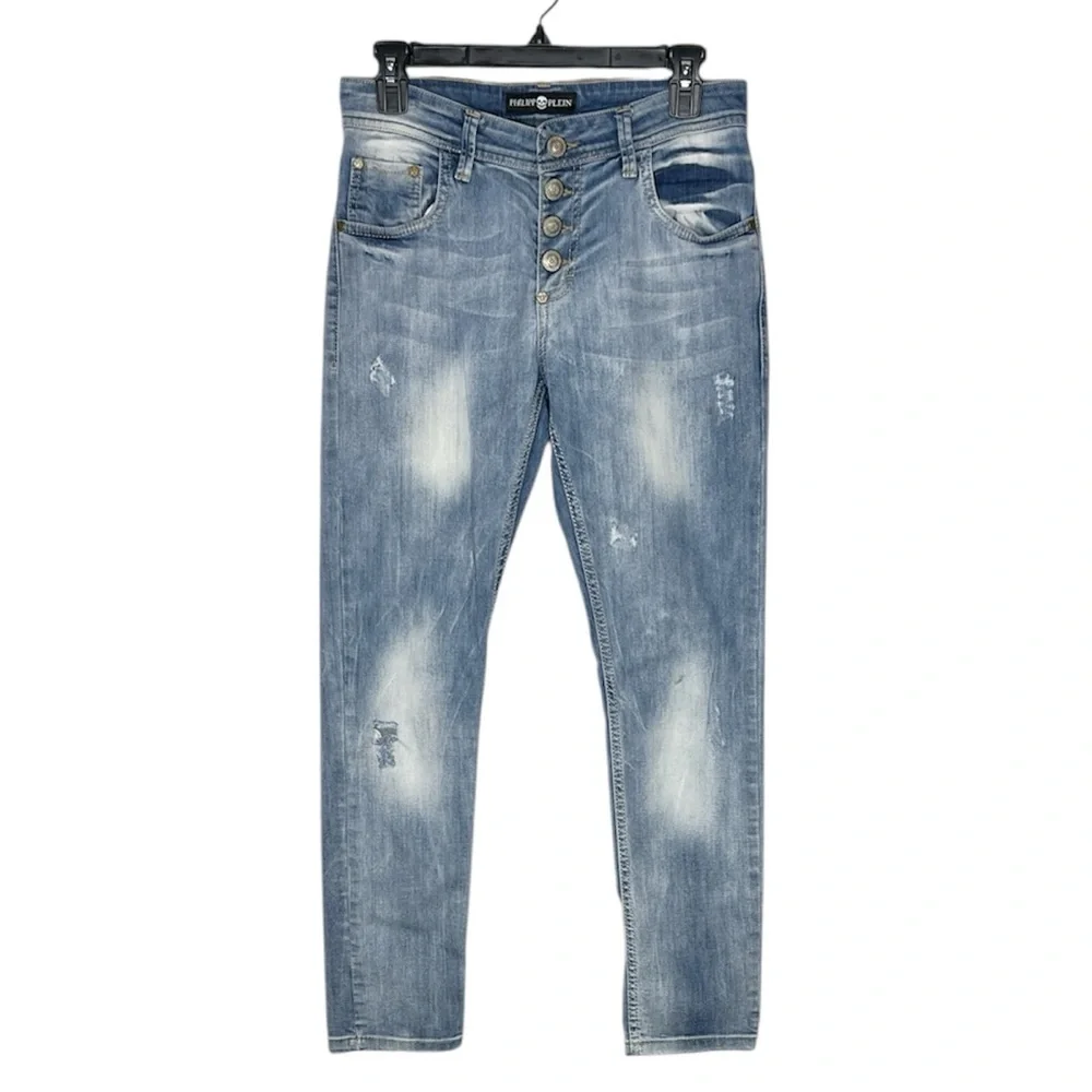 Philipp Plein Distressed Light Wash jeans size 27